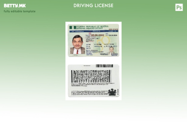 Шаблон за возачка дозвола од Нигерија во модерен стил